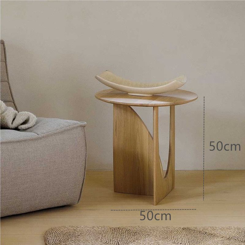 Round Solid Wood Side Table