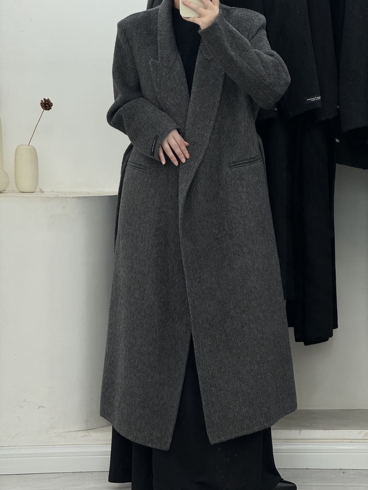 Loose double-sided wool overcoat