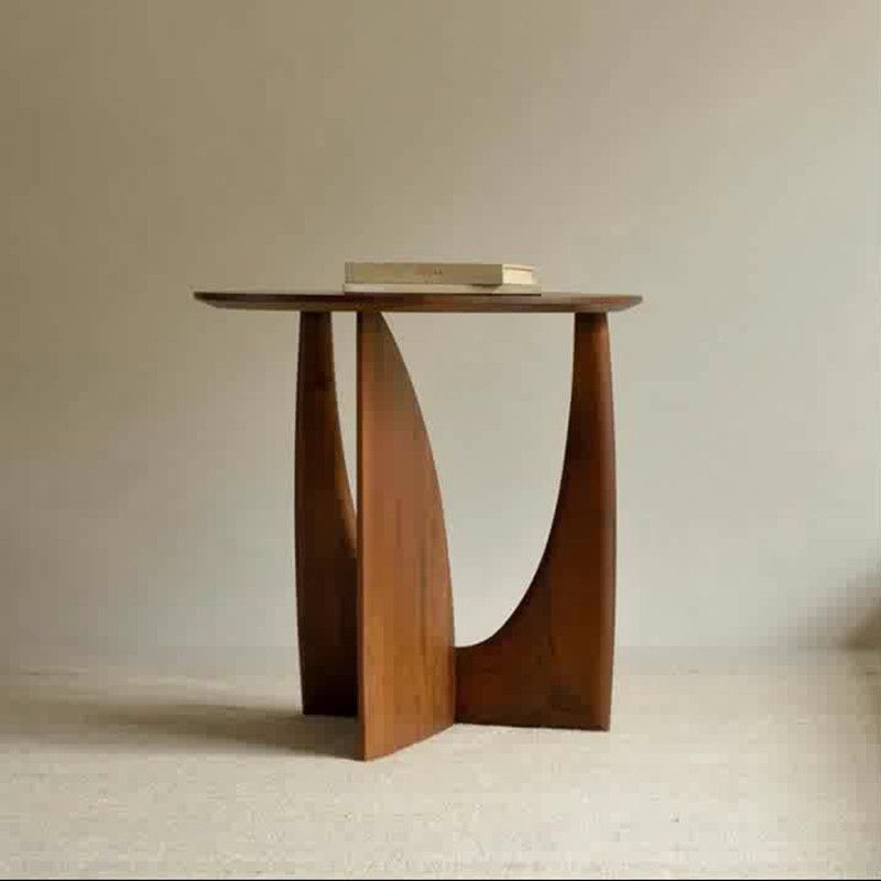 Round Solid Wood Side Table