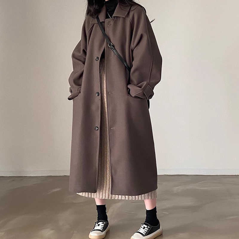 Loose Mid-length Woolen Coat