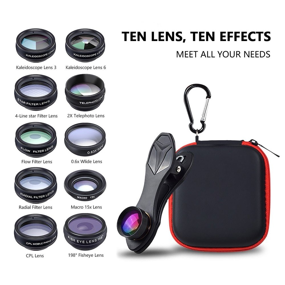 Mobile Phone Lens Kit Universal 10 in 1 Fisheye