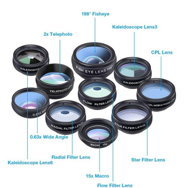 Mobile Phone Lens Kit Universal 10 in 1 Fisheye