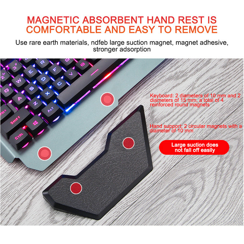 Ergonomic Wired Gaming Keyboard with RGB Backlight Phone Holder