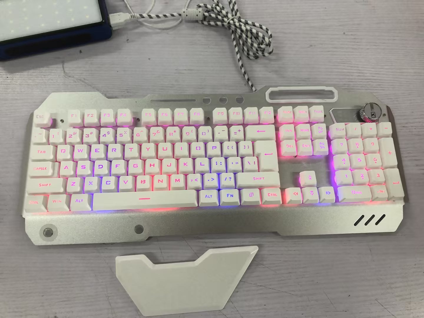 Ergonomic Wired Gaming Keyboard with RGB Backlight Phone Holder