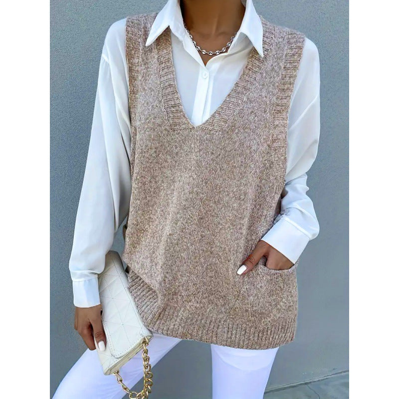 Simple Pullover Solid Color Vest