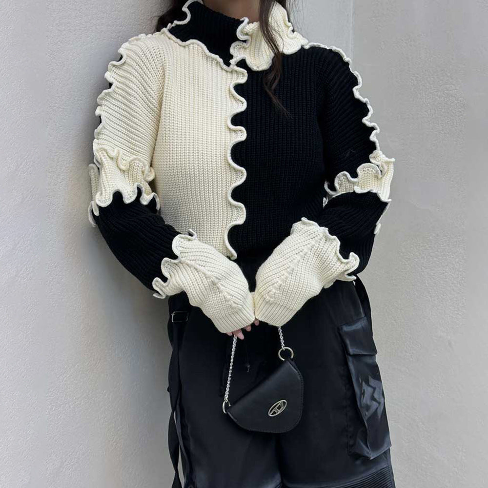 Block Contrast Color Sweater