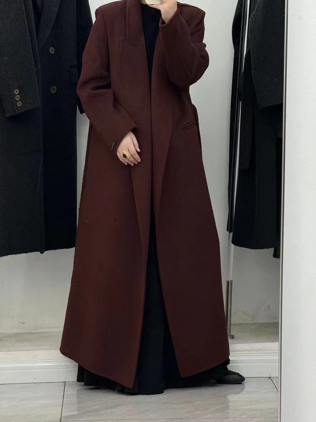 Loose double-sided wool overcoat