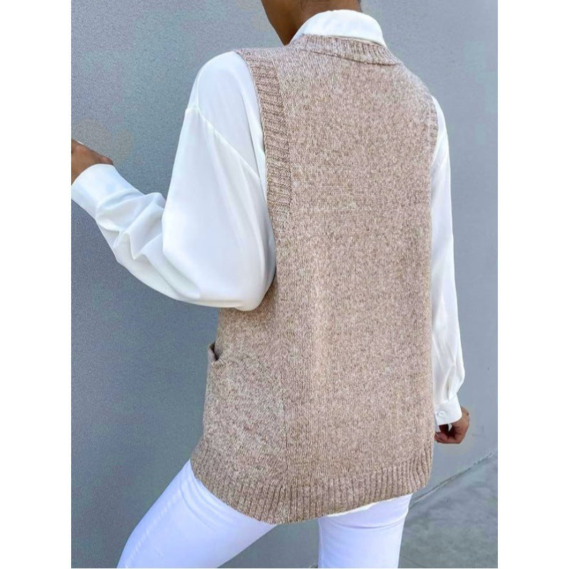 Simple Pullover Solid Color Vest