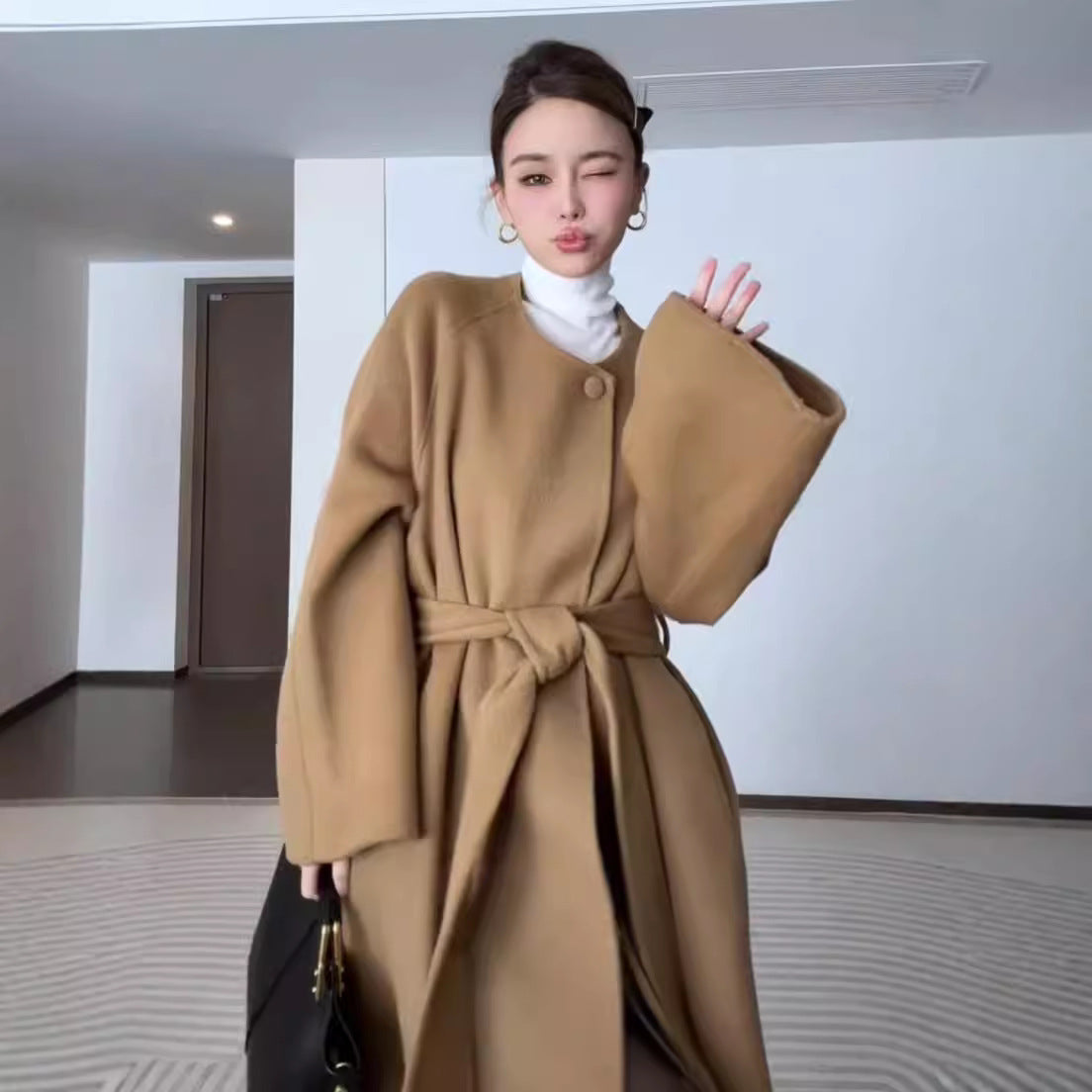 Double-sided Cashmere Round Neck Coat