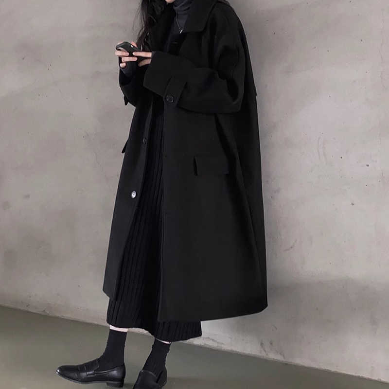 Loose Mid-length Woolen Coat