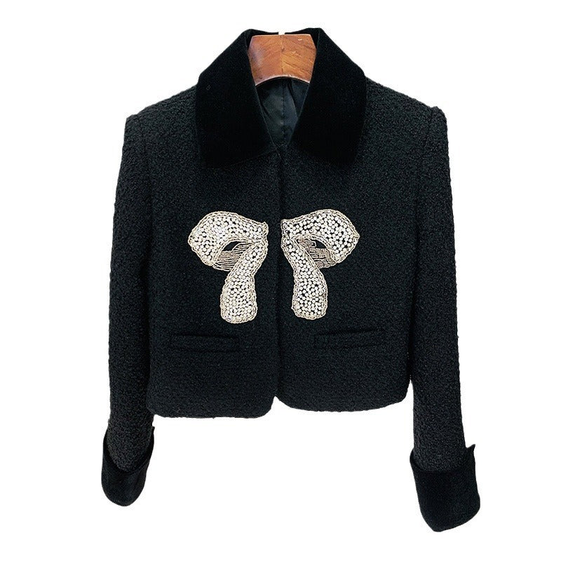 Bow Beaded Jacket Coat