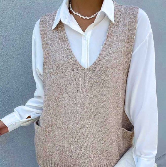 Simple Pullover Solid Color Vest