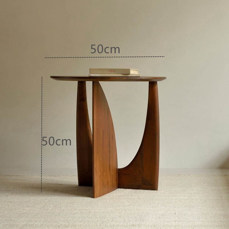 Round Solid Wood Side Table