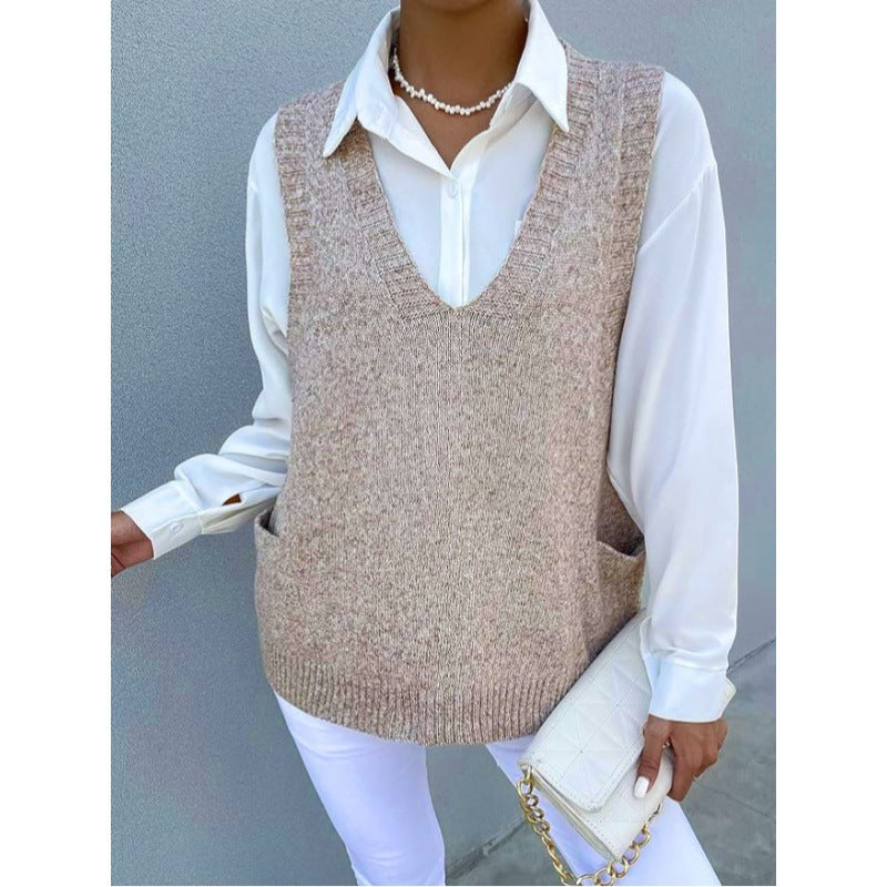 Simple Pullover Solid Color Vest