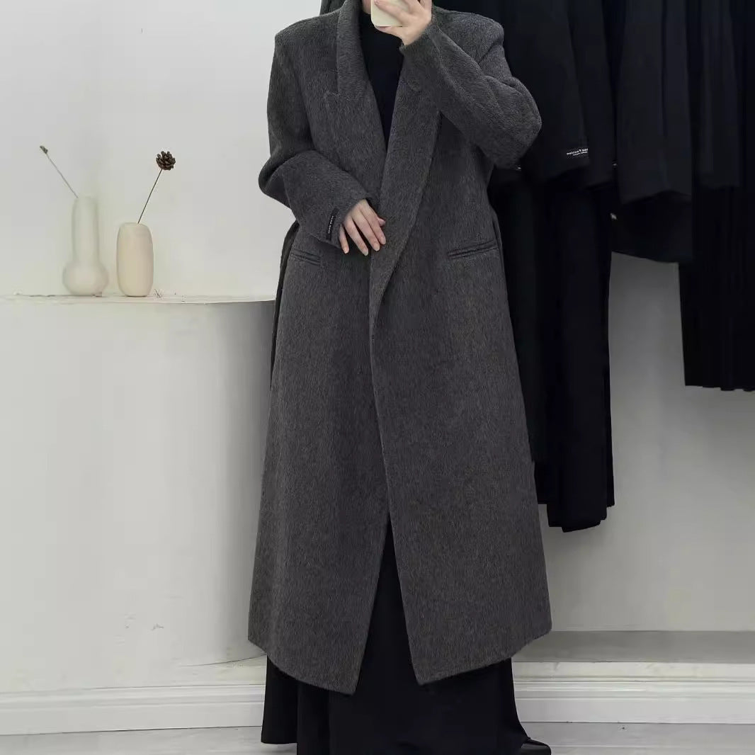 Loose double-sided wool overcoat