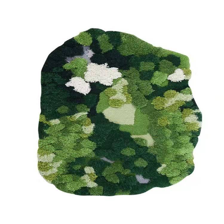 Round Moss Forest Living Room Wool Carpet